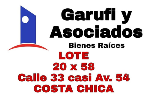 Gran Lote En Costa Chica 20x58 Oportunidad - Permuta X Vehiculo