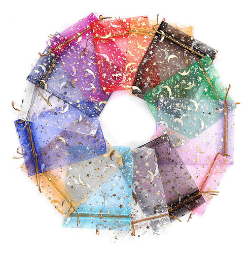 Bolsas De Organza Con Cordón Moon Stars Para Joyas Pequeñas