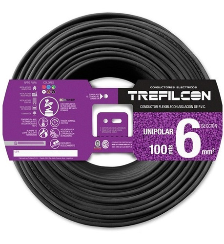 Cable Unipolar 6mm Normalizado Trefilcon Rollo X 100mts