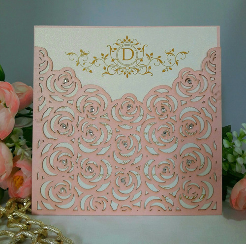 Invitaciones De Boda 15 Años Caladas Rosas Tarjetas Caladas
