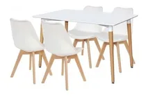Comprar Mesa Eames Madera Laqueada 140x80 + 4 Sillas Tulip Eames