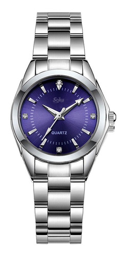Reloj Mujer Acero Inoxidable Elegante Metal Contra Agua Cx Color de la correa Azul marino