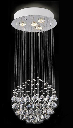 Lámpara Modernista De Cristal. Esfera 50cm Alt. Led Incluido