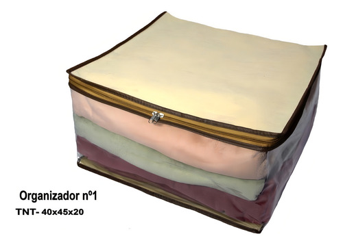 2 Capa Caixa Multiuso Organizador Tnt 45x45x20 Porta Edredom Cobertor Lençol Cor Bege