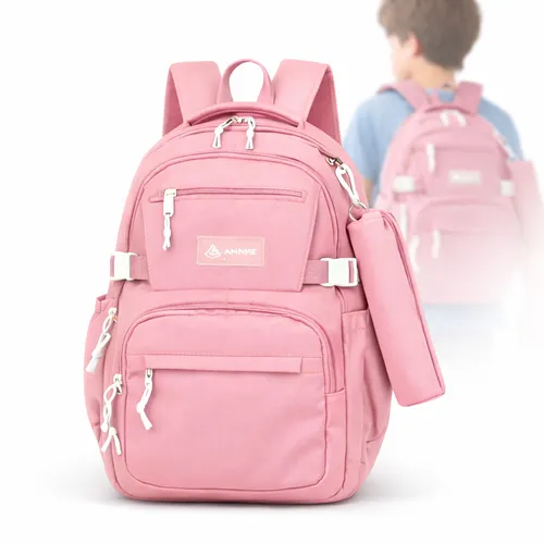 Mochila Feminina Escolar Faculdade Passe Grande Capacidade Impermeável Marca Anne Rosa