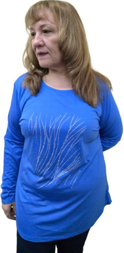 Remera Algodon Spum Mangas Largas, Con Strass T 2 A 8