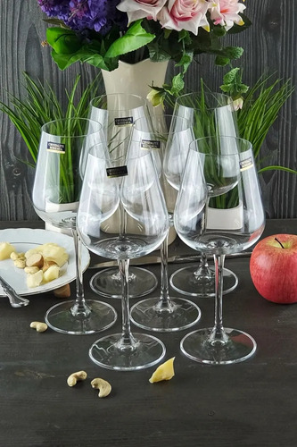 Copa Cristal Bohemia Vino o Agua Ardea 450 Ml Set X 6