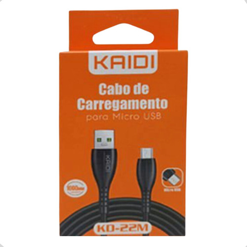 Kit C 10 Cabo Kaidi Com Entrada Usb Saída Micro V8 - Preto