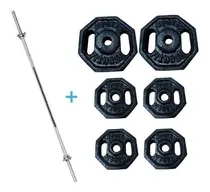 Comprar Mancuernas Y Barra Recta Importada Cromada+40kl Discos Nuevo