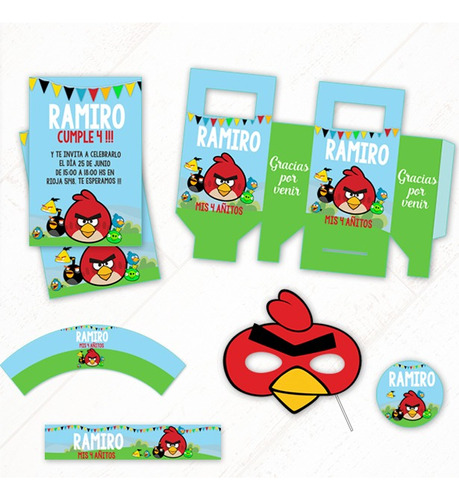 Angry Birds Kit + Props De Regalo -textos Editables