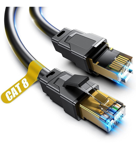 Cable Red Cat 8 Rj45 Sftp Ethernet 40 Gbps Negro 20 Metros