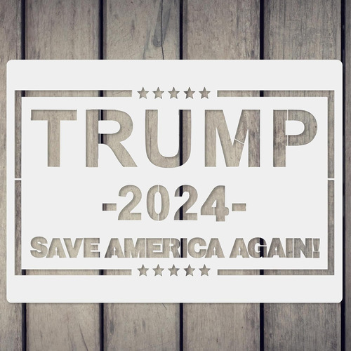 Trump 2024 Save America Again Stencil Pintar Leña, Ban...