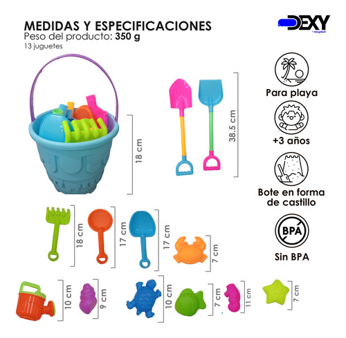 Set De Juguetes De Arena Para Niños - 13 Pzs