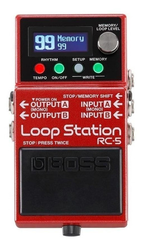 Pedal de efecto Boss Loop Station RC-5 rojo