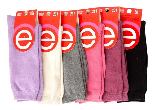 Imagen 2 de 6 de Pack X 6 Pares Medias De Mujer Lisas Elemento Art 201