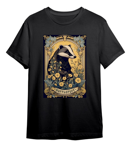 Playera Harry Potter Hufflepuff Manga Corta Estampado Suave