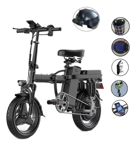 Bicicleta Eléctrica Plegable Gris Plateado Motocicleta