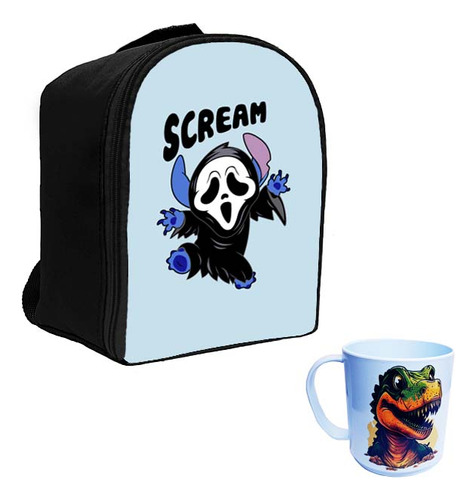 Kit Mochila Jardin Negra Halloween Y Taza  T #a94