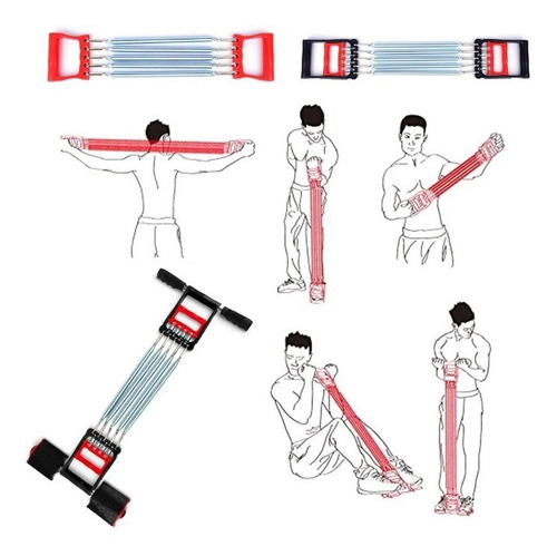 Resorte Ejercitador De Pecho Brazos Abdomen Ejercicio 3 En 1 Color Negro