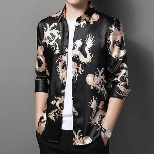 Camisas de seda estampadas para hombre store