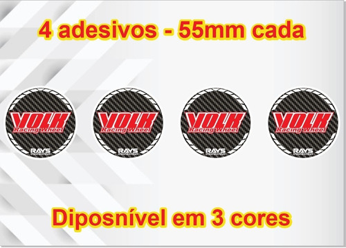 4x Adesivos Roda Rays Volk, Calota Central, Center Cap 55mm