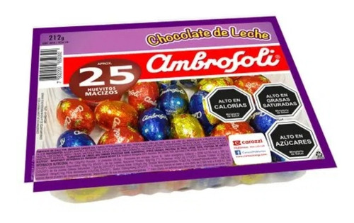 25 Huevos De Chocolate Macizos Ambrosoli Pascua 212g 