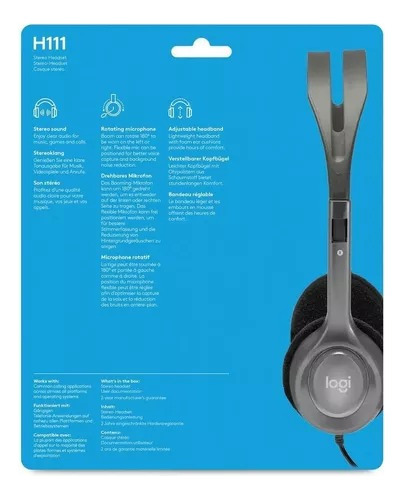 Imagen 6 de 10 de Auricular Vincha Headset Logitech H111 Micrófono Minip 3.5mm