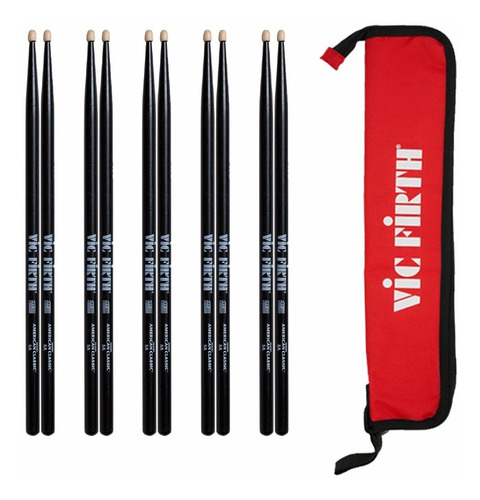 Palillos Vic Firth 5a Pack Funda + Baqueta Made U S A Madera