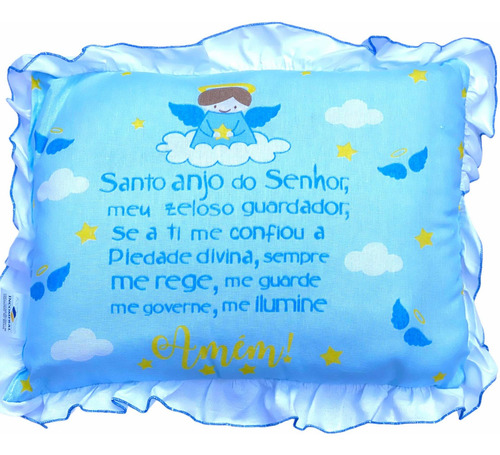 Travesseiro Anjo Da Guarda Almofada Para Quarto Bebe Menino