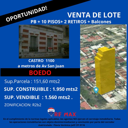 Venta Lote Castro 1100 A Mts De Av San Juan.
