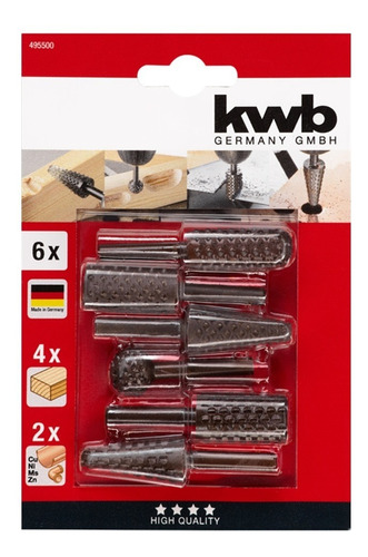 Kit Juego Broca Madera Metal Escofina Rotativa 1/4 5 Pcs Kwb