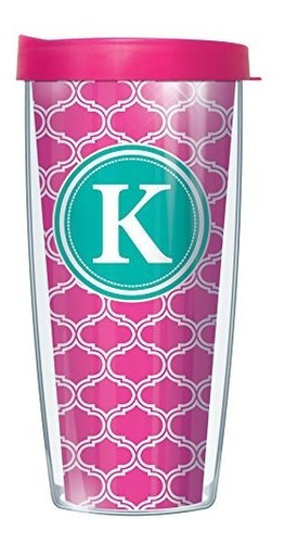 Signature Tumblers K  Monogram Insignia Wrap On Pink And Whi