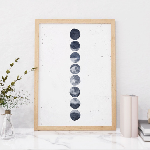 Imagen 7 de 10 de Set De 3 Cuadros (3 A4) Signos Zodíaco Luna A Elección