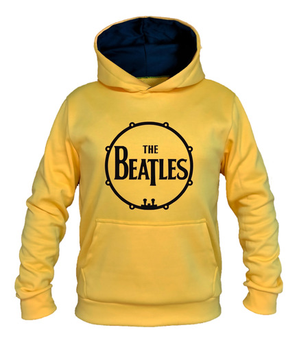 Buzo Hoodie The Beatles Bateria Estampado Blanco