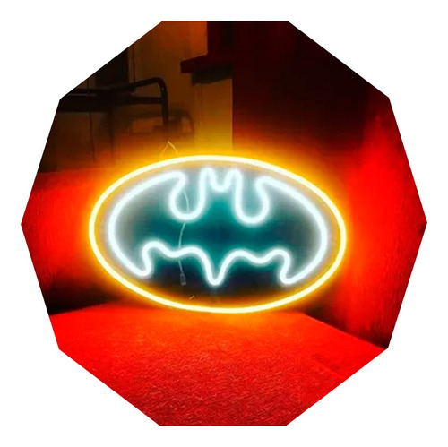 Cartel Logo Batman En Neón Led / Deco  / Figuras / Hogar