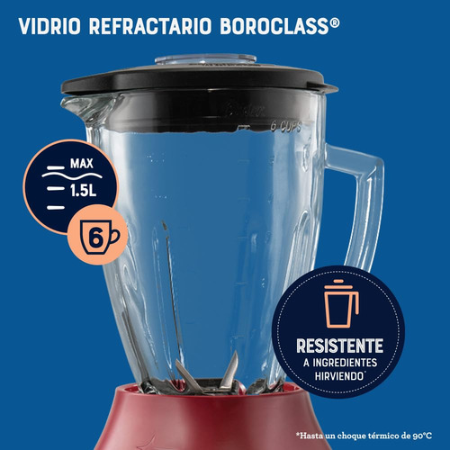Licuadora Con Vaso De Vidrio 6 Velocidades Y Pulso