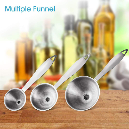 Juego De Embudo De Cocina 3 En 1, Embudo De Acero Inoxidable