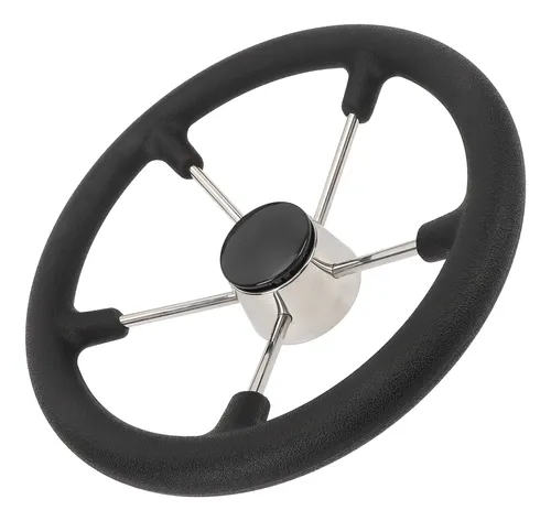 Volante Marino A 5 Razze, Diametro 13.5 Pollici (343 Mm), Impugnatura In Schiuma PU Nera, Acciaio Inox 304, Antiscivolo, Per Barche E Yacht