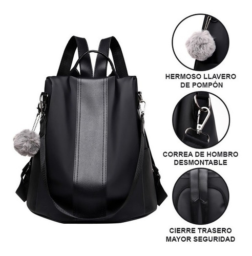 Imagen 4 de 7 de Bolsa Mochila Dama Multifuncional Antirrobo Elegante Tow