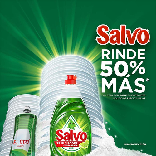 Lavatrastes Líquido Salvo Limón Triple Poder 1.4 Litros