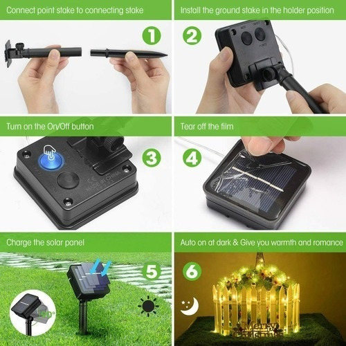 8pack 10m Tira De Luz Navideña 100led Luces Solares Al Aire