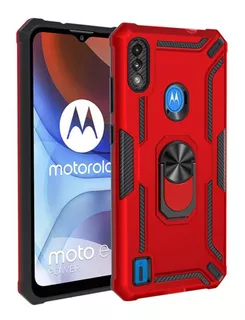 Funda Case Para Motorola E20 Holder Parante Con Anillo Rojo