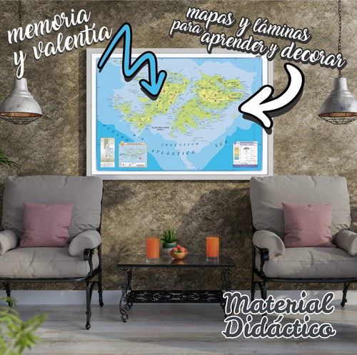 Mapa América Del Sur -mudo -plastificado 95x130cm - Mural