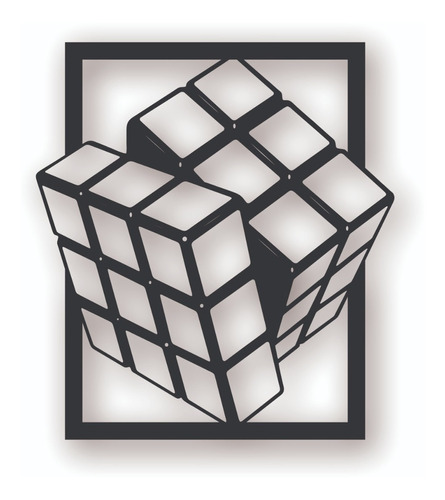 Cuadro Artesanal Cubo De Rubik Calado En Mdf - 47x42cm