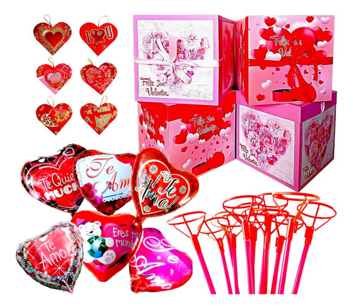 Kit 36 Art Dia Del Amor Cajas Globos Desayunos Sorpresas