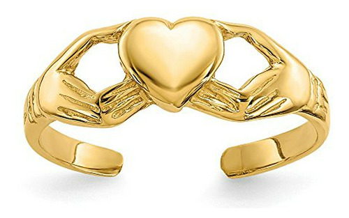 Anillo Para Pie - - Anillo De Dedo Claddagh Pulido En Oro Am