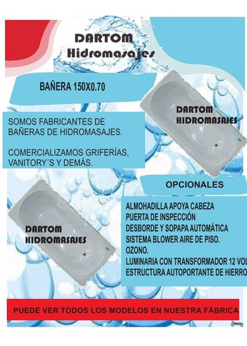 Bañera Sin Hidromasaje Sin Apoya Brazo 1.50x70 Calidad!