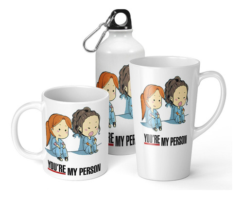 Set De Taza + Botella + Taza Conica Greys Anatomy 4