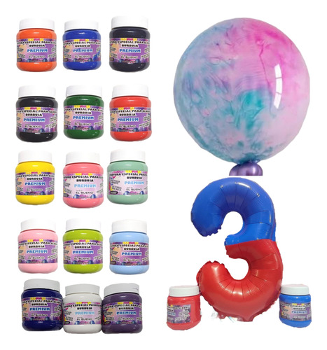 2 Pintura Especial Premium Para Globos Burbuja Vinil 250 Grm