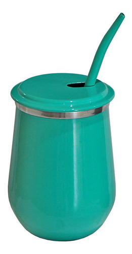 Imagem 1 de 1 de Kit Copo Tereré Vino + Bomba Metal Gastrobel Verde Esmeralda